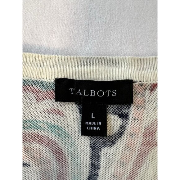 Talbots Cardigan Sweater LG Blue Green Lightweight Preppy Classic - Picture 5 of 6